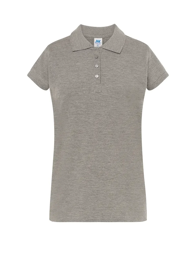 Polo donna manica corta grigio melange