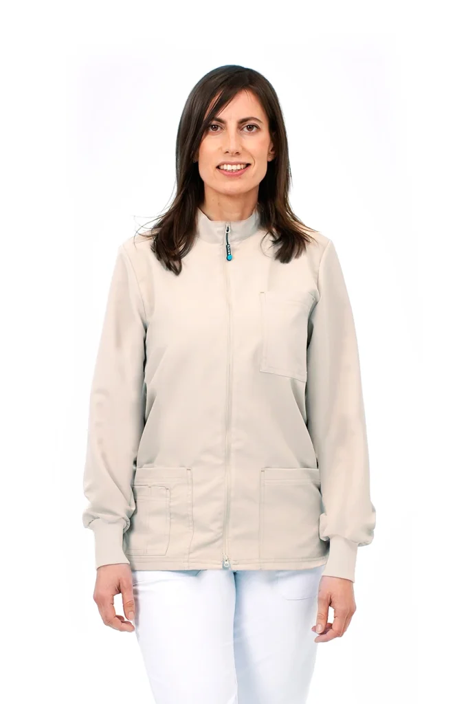 Quick Medical Uniform - Divisa professionale - casacca Next con zip e manica lunga colore Beige